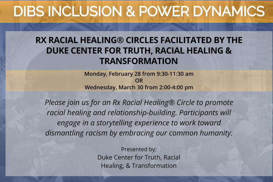details for 2/28 and 3/30 Rx Racial Healing Circles